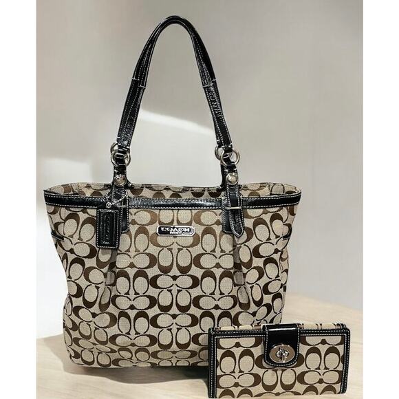 Y2K Coach F16566 Signature Jacquard North South Tote Bag & Wallet - Picture 15 of 15